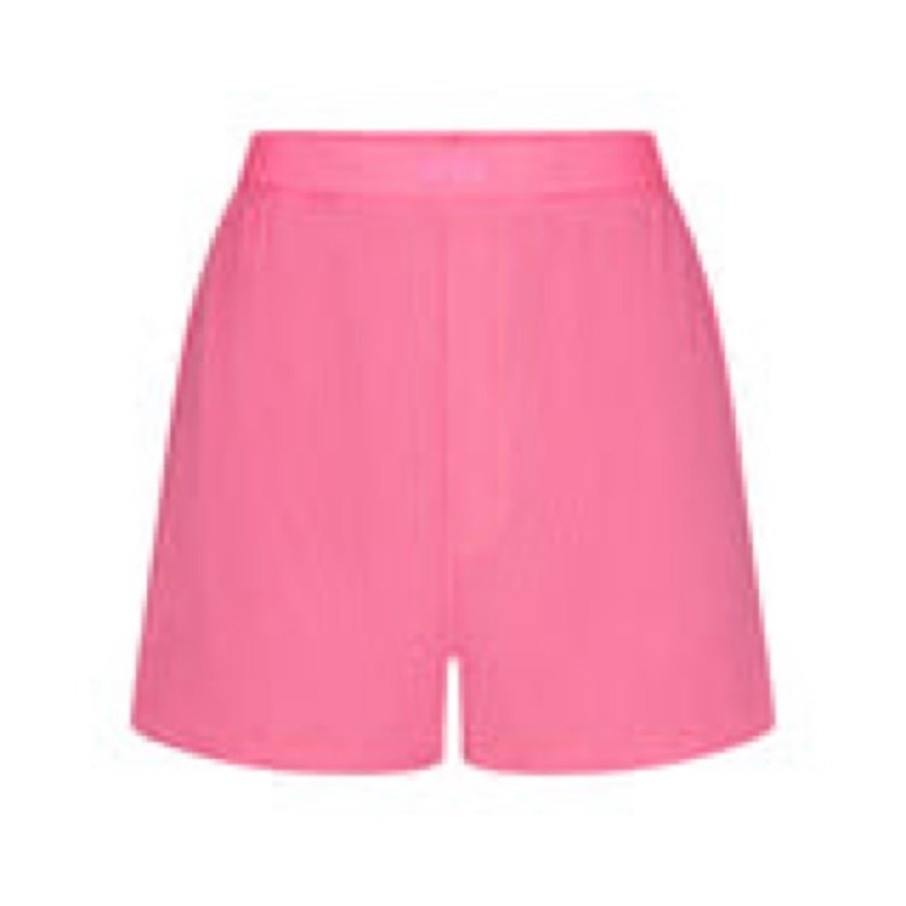 Skims Sugar Pink Cotton Ribbed Loose Boxer